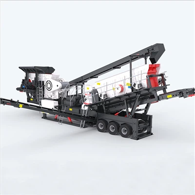 Triturador móvel montado em pneus